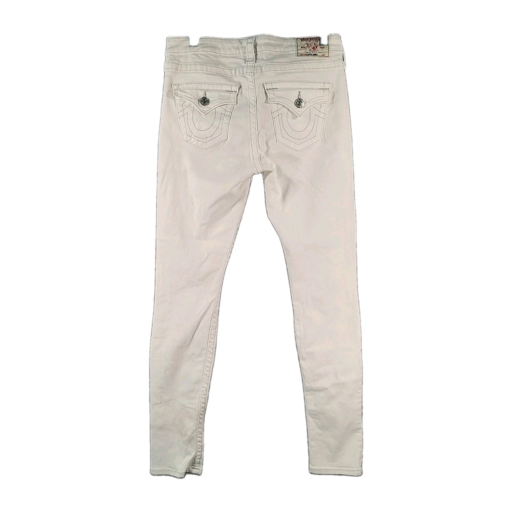 True Religion Jeans Womens Size 29x29 White Denim Super Skinny Pants w/Sequins
